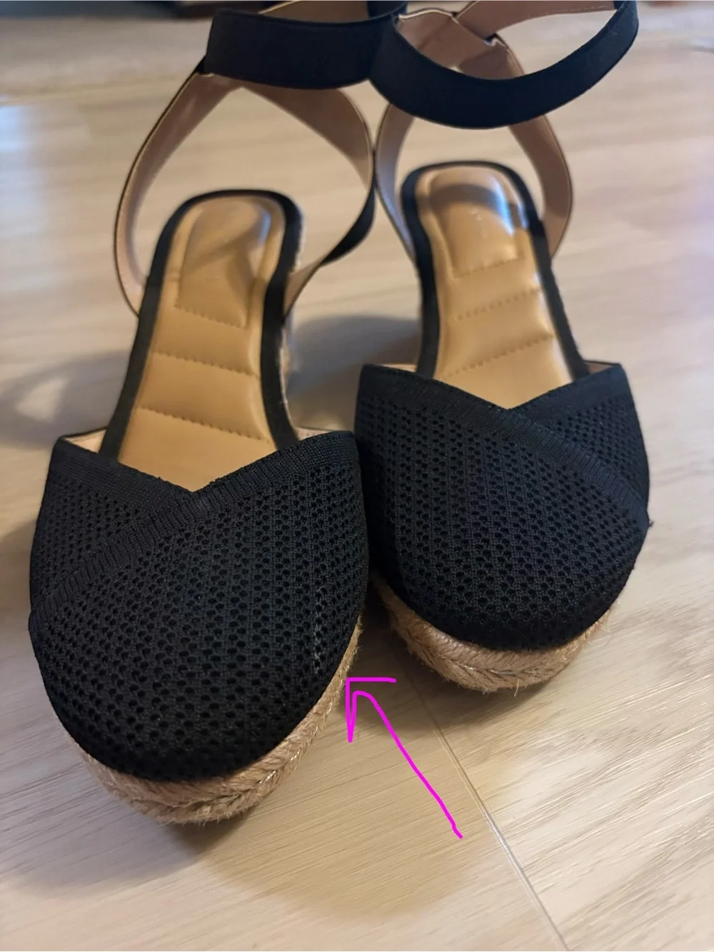 Kate Spade Black Espadrille Wedge Sandals with elastic Ankle strap
